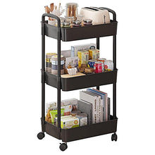 Load image into Gallery viewer, Maraawa 3-Tier Rolling Storage Cart Shelves Rolling Utility Cart Organizer Cart Movable Storage Organizer Bathroom Kitchen Office Workshop Black