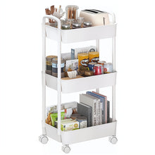 Load image into Gallery viewer, Maraawa 3-Tier Rolling Storage Cart Shelves Rolling Utility Cart Organizer Cart Movable Storage Organizer Bathroom Kitchen Office Workshop White