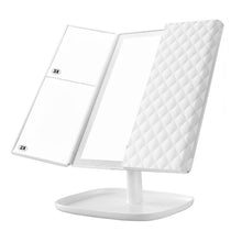 Load image into Gallery viewer, Movsou Vanity Mirror Makeup Mirror with Lights, 3 Color Lighting Modes 52 LED Trifold Portable Mirror, 1X 2X 3X Magnification White