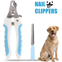 Load image into Gallery viewer, Pet Nail Clippers with Rubbing Burr Suit Dogs Claw Care Trimmer - Razor Sharp Blades - Cats Grooming Nail Cutter for All Pets (White and Blue)