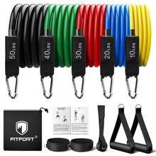 Load image into Gallery viewer, Resistance Bands Exercise Bands Workout Bands - Up to 150lb, Indoor and Outdoor Bands with Door Anchor and Handles for Strength, Slim, Yoga, Home Gym Equipment for Men/Women