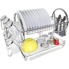 Load image into Gallery viewer, Mighty Rock Bowl Rack Dish Rack 2 Tier Dish Rack with Cup Holder, Dish Drainer with Drainboard Stainless Steel Dish Drying Rack for Compact Kitchen