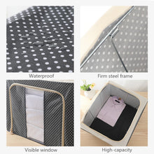 Load image into Gallery viewer, Mighty Rock 3 Pack Extra Large Clothes Storage Bins - Foldable Metal Frame Storage Box - Stackable Linen Fabric Organizer Set with Carrying Handles and Clear Window , Wave point 100L