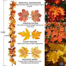 Load image into Gallery viewer, Funsmile 2 Pack Fall Garland Maple Leaf Autumn Decor for Home Artificial Fall Foliage Garland Thanksgiving Decor for Home Wedding Fireplace Party