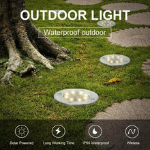 Load image into Gallery viewer, Cowin 8 Pack Solar Ground Lights 8 LED Solar Lights Outdoor Solar Powered Garden Lights Waterproof in-Ground Disk Lights for Patio Pathway Garden Lawn Yard Driveway Deck Walkway