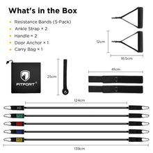 Load image into Gallery viewer, Movsou Resistance Exercise Bands Workout up to 150 Lb., Indoor and Outdoor with Door Anchor and Handles for Strength, Slim, Yoga, Home Gym Equipment for Men and Women