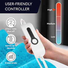 Load image into Gallery viewer, 12"x24" Double Sided Heating Pad for Lower Back Pain & Period Cramps Relief, Heat Pad with 3 Heat Settings for Neck & Shoulders, Heat Patches, Light blue