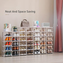 Load image into Gallery viewer, Mighty Rock 8 Tiers Flexible Combination Shoe Rack, Shoe Organizer for Closet, Free Standing Small Shoe Shelf Plastic Stackable Shoe Rack Storage Organizer White