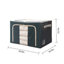 Load image into Gallery viewer, Mighty Rock 3 Pack Extra Large Clothes Storage Bins - Foldable Metal Frame Storage Box - Stackable Linen Fabric Organizer Set with Carrying Handles and Clear Window , Wave point 100L
