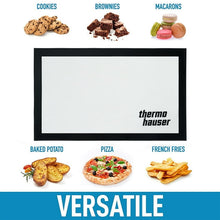 Load image into Gallery viewer, 19.7" x 11.8" Large Baking Mat Set, 2 Pack Kitchen Silicone Baking Mats Sheet Set, Reusable Baking Mat Nonstick Bakeware Liners, Baking Mat for Cookies, Macarons, Black and White