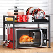 Load image into Gallery viewer, Uncahome 2-Tier Microwave Oven Rack Baker's Rack Shelf for Kitchen Utensils Adjustable Shelf Organizer for Kitchen Counter Black