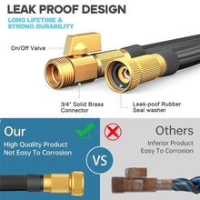 Load image into Gallery viewer, 100 Ft Expandable Garden Hose, Latex Water Hose with Holder, No-Kink Lightweight Flexible Hose with 3/4 Inch Solid Fittings, Extra Strong Brass Connectors and 8 Spray Nozzle, Black