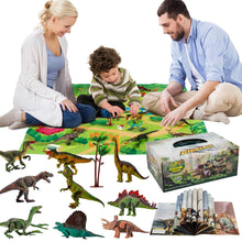 Load image into Gallery viewer, Dinosaur Toys with Play Mat & Trees for Toddlers, Realistic Jurassic Dinosaur Figures to Create a Dino World Includes 9 Kinds of Dinosaurs, Gift for Toddlers Boys & Girls (Age 3+)