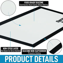 Load image into Gallery viewer, 19.7" x 11.8" Large Baking Mat Set, 2 Pack Kitchen Silicone Baking Mats Sheet Set, Reusable Baking Mat Nonstick Bakeware Liners, Baking Mat for Cookies, Macarons, Black and White