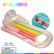 Load image into Gallery viewer, Silensys 2-Piece Float Set Lounger Inflatable Pool Floats, Translucent Adult Inflatable Reclining Chair, Pedal and Cup Holder, White and Blue