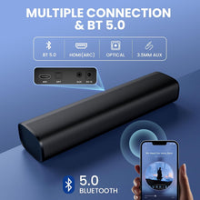 Load image into Gallery viewer, TV Sound Bar, Sound Bars for Smart TV Bluetooth 5.0 Soundbar 50W 17Inch Small Soundbars with HDMI-ARC/Optical/AUX Connection, TV Soundbar Surround Sound Bars for Home Theater Audio