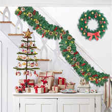 Load image into Gallery viewer, Christmas Garland Pre-Lit Artificial Green with Pine Cones Berry Clusters 40 Lights 6ft for Winter Christmas Indoor Outdoor New Year Xmas Decorations