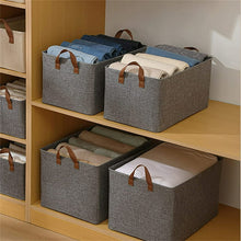 Load image into Gallery viewer, Kibhous 3 Pcs Fabric Storage Bins, 25L Foldable Storage Cubes with Steel Frame Support, Foldable Wardrobe Storage Box Pocket, Dark Gray