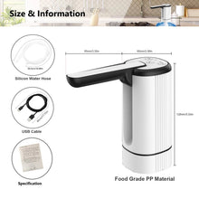 Load image into Gallery viewer, Uncahome Water Dispenser for 5 Gallon Bottle, Rechargeable Portable Electric Water Bottle Pump, Foldable Automatic Water Jug Pump for for Home, Office & Camping (White)