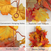 Load image into Gallery viewer, Funsmile 2 Pack Fall Garland Maple Leaf Autumn Decor for Home Artificial Fall Foliage Garland Thanksgiving Decor for Home Wedding Fireplace Party