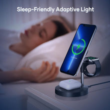 Load image into Gallery viewer, 3 in 1 Charging Station, Wireless Charger for iPhone, Fast Mag-Safe Charger Stand with QC2.0 3.0 Adapter Compatible with iPhone 14,13,12 Pro Max/Pro/Mini/Plus, Watch Ultra/8/7/SE/6/5/4/3/2/1, Black