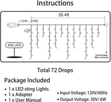 Load image into Gallery viewer, Uncahome 99ft Christmas Icicle Lights, Curtain Fairy Icicle String Lights with 228 Drops, Led Christmas Twinkle Lights for Holiday, Party, Christmas Decorations, Yellow