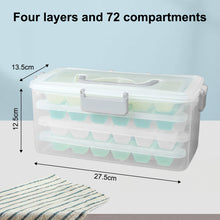Load image into Gallery viewer, Kibhous 4 Pcs Ice Cube Trays with Lid and Bin, Silicone Plastic Ice Cube Molds for Freezer with Ice Box (72 Ice Cubes)