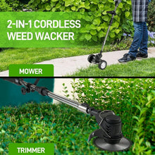 Load image into Gallery viewer, Cordless Electric Lawn Trimmer Weed Wacker - 21V Grass Trimmer Lawn Edger with 2.0Ah Li-Ion Battery Powered and 3 Types Cutting Blade, Tool for Lawn Care and Garden Yard Work
