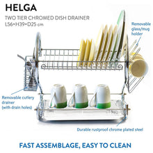Load image into Gallery viewer, Mighty Rock Bowl Rack Dish Rack 2 Tier Dish Rack with Cup Holder, Dish Drainer with Drainboard Stainless Steel Dish Drying Rack for Compact Kitchen