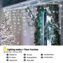 Load image into Gallery viewer, 360 LED Christmas Icicle Lights, 29.5 FT Curtain Fairy Icicle String Lights, Christmas Decorations, Led Twinkle Lights for Holiday, Party, Wedding, Eaves, White