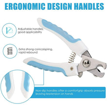 Load image into Gallery viewer, Pet Nail Clippers with Rubbing Burr Suit Dogs Claw Care Trimmer - Razor Sharp Blades - Cats Grooming Nail Cutter for All Pets (White and Blue)