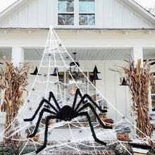 Load image into Gallery viewer, Funsmile Halloween Spider Decorations Set 5ft Giant Spider 16.4ft Spider Webs 20 Small Spiders Cotton Wool Yard Home Party Haunted Decor