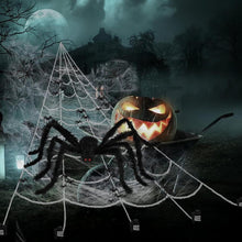 Load image into Gallery viewer, Funsmile Halloween Spider Decorations Set 5ft Giant Spider 16.4ft Spider Webs 20 Small Spiders Cotton Wool Yard Home Party Haunted Decor
