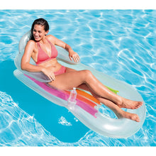 Load image into Gallery viewer, Silensys 2-Piece Float Set Lounger Inflatable Pool Floats, Translucent Adult Inflatable Reclining Chair, Pedal and Cup Holder, White and Blue