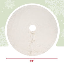 Load image into Gallery viewer, White Knitted Christmas Tree Skirt, 48 In White Cable Knit Christmas Tree Mat Rustic Farmhouse Home Decorations Xmas Holiday Party Decor