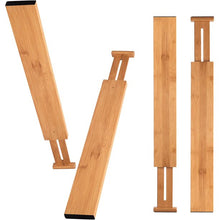 Load image into Gallery viewer, Bamboo Drawer Divider Set of 4 - Kitchen Drawer Organizer Spring Adjustable & Expendable Drawer Dividers - Best for Kitchen, Dresser, Bedroom, Desk, Fits Most Drawers
