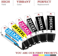 Load image into Gallery viewer, Toner Kingdom Printer Ink Replacement for Canon 280 281 Ink Cartridges for PGI-280XXL CLI-281XXL Ink Cartridge 280 281 for Canon Pixma TR8620 TR7520 TR8520 TS6120 TS6220 TS6320 TS8120 TS9120 (12 Pack)
