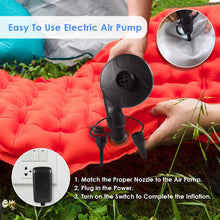 Load image into Gallery viewer, Movsou Electric Air Pump Portable Quick-Fill Pump 110V AC / 12V with 3 Nozzles Perfect Inflator/Deflator Pumps for Outdoor Camping, Inflatable Cushions, Air Mattress Beds, Boats, Swimming Ring, Black
