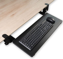 Load image into Gallery viewer, Extendable Large(27.5" x 11.5") Clamp-On Adjustable Height Keyboard Tray Under Desk with Tools, Easy Installation for Home/Office/School/Typing/Gaming Using (Black)