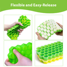 Load image into Gallery viewer, COSMONIC Ice Cube Trays Silicone Easy-Release Flexible 37-Ice Stackable with Spill-Resistant Removable Lid with Covers for Chilled Drinks Cocktail Freezer 2 pack
