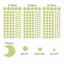 Load image into Gallery viewer, Meidong 361pcs Glow in The Dark Wall Stickers, Bright and Realistic Stars,Moon and Dots , Shining Decoration for children, Beautiful Wall Decals,DIY Decals for Kids Bedroom Room Ceiling (Green)