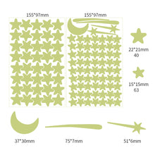 Load image into Gallery viewer, Meidong 361pcs Glow in The Dark Wall Stickers, Bright and Realistic Stars,Moon and Dots , Shining Decoration for children, Beautiful Wall Decals,DIY Decals for Kids Bedroom Room Ceiling (Green)