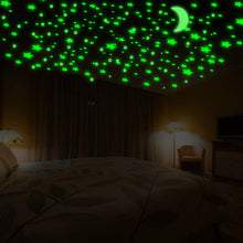 Load image into Gallery viewer, Meidong 361pcs Glow in The Dark Wall Stickers, Bright and Realistic Stars,Moon and Dots , Shining Decoration for children, Beautiful Wall Decals,DIY Decals for Kids Bedroom Room Ceiling (Green)