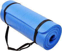 Load image into Gallery viewer, Extra Thick Yoga Mat- Non Slip Comfort Foam, Durable Exercise Mat for Fitness, Pilates and Workout with Carrying Strap Fitness, 72"L x 24"W x 2/5 Inch Thick, Blue
