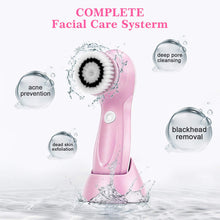 Load image into Gallery viewer, Facial Cleansing Brush Face Spin Brush USB Rechargeable Gentle Exfoliating with 3 Brush Heads Removing Blackhead Deep Cleansing Pink