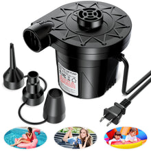 Load image into Gallery viewer, Air Pump for Inflatables Mattress, 5000Pa/135W Electric Air Pump with 3 Nozzles for Air Mattress, Airbed, Inflatable Pool Float, Toy, and Raft for Summer Home & Yard, AC 110V-120V, Black