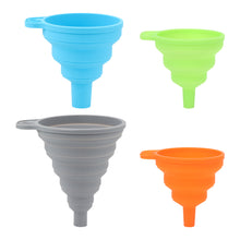 Load image into Gallery viewer, kibhous Kitchen Funnel Set Silicone Collapsible Foldable Funnel Kitchen Gadgets Canning Food Funnel for Wide Mouth Jar Large Medium Small 4 Pack