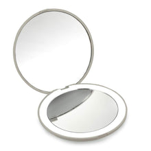 Load image into Gallery viewer, LED Lighted Travel Makeup Mirror, 1x/10x Magnification Compact Mirror, Portable for Handbag, Purse, Pocket, 3.5 inch Illuminated Folding Mirror, Handheld 2-Sided Mirror, Round, White