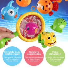 Load image into Gallery viewer, COSMONIC 15 Packs Bath Toy Fishing Floating Squirts Toy and Water Scoop with Organizer Bag, BPA Free Fish Net Game in Bathtub Time for Kids, Bathroom Fish Set
