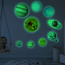 Load image into Gallery viewer, COSMONIC Glowing Ceiling Decals Bright Solar System 9 Planets Wall Stickers Shining Space Decoration